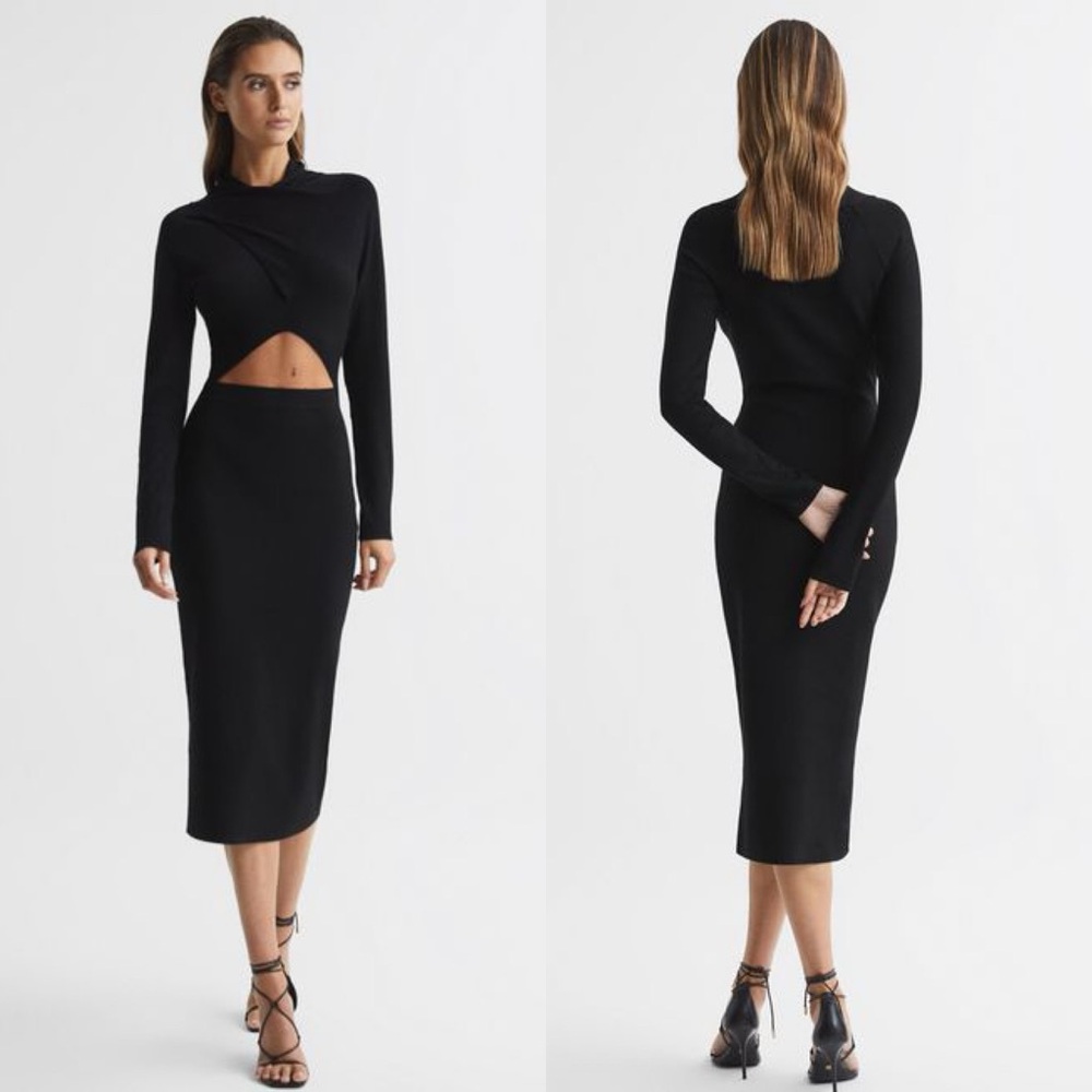 Reiss Black Long Sleeve Dress